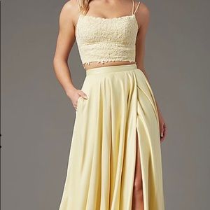 PromGirl Light Yellow Two Piece Prom Dress